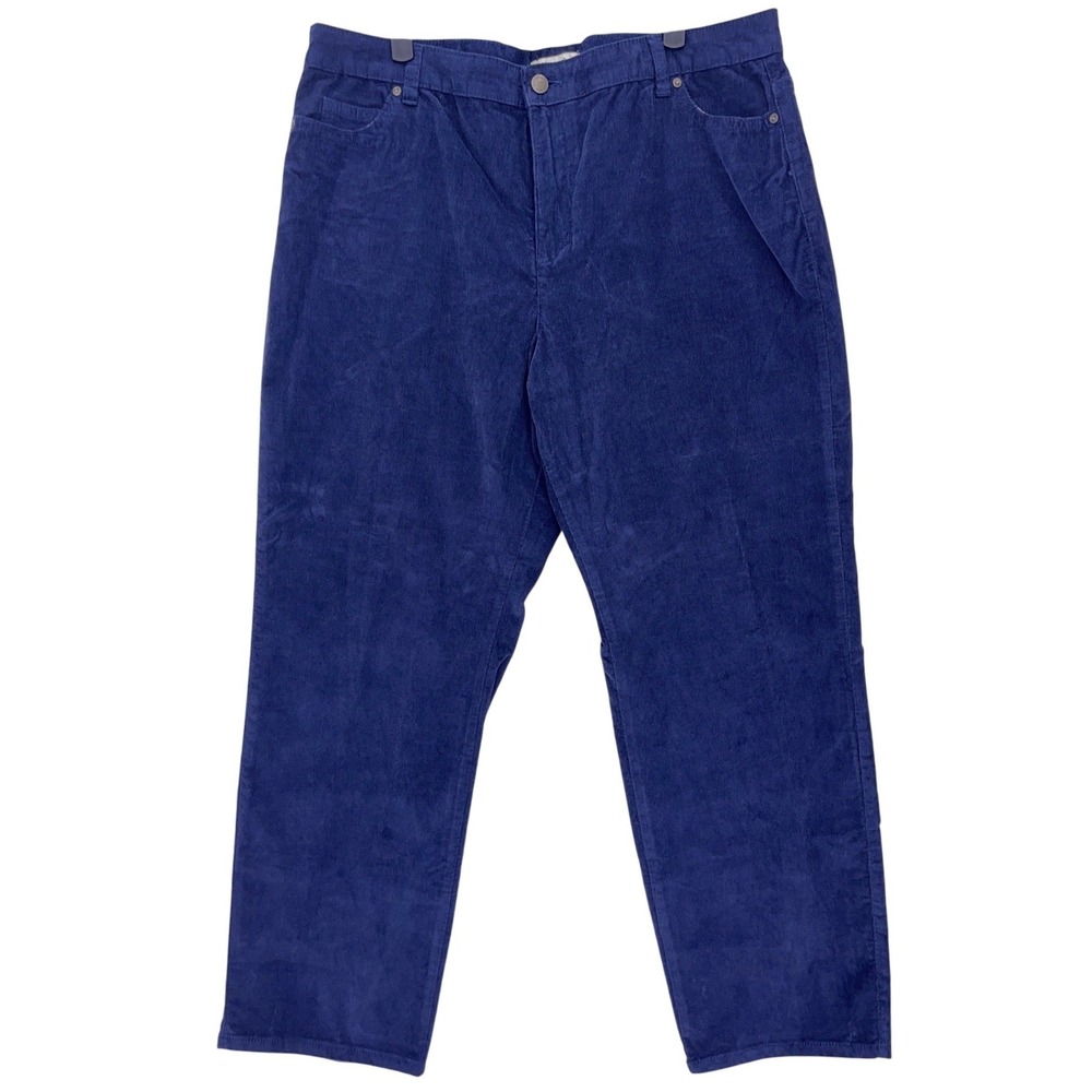 Coldwater Creek Blue Corduroy Pants 16P Straight Leg Stretch Cotton Five Pocket